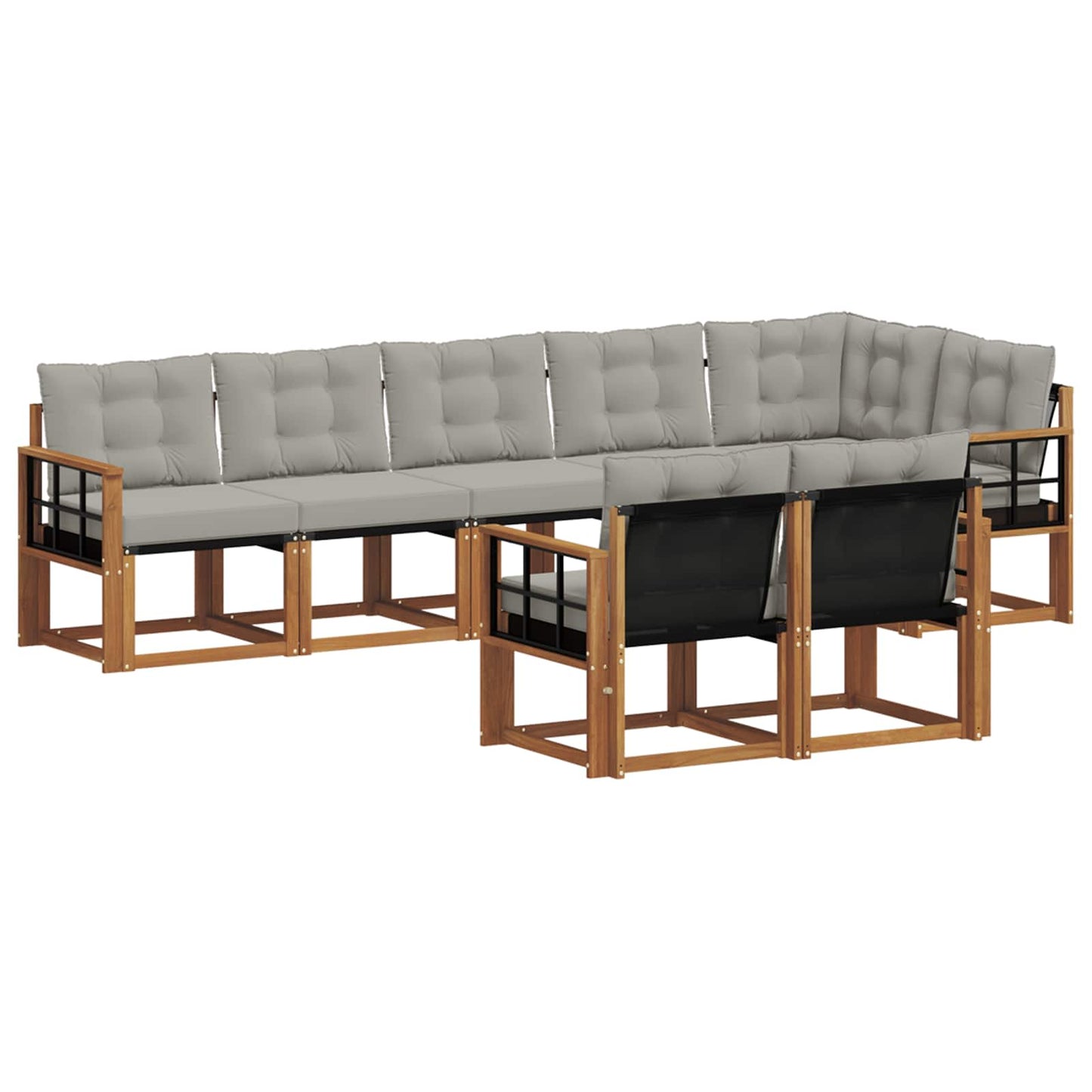 Set di divani da esterno 8 pcs Grigio Naturale e Chiaro