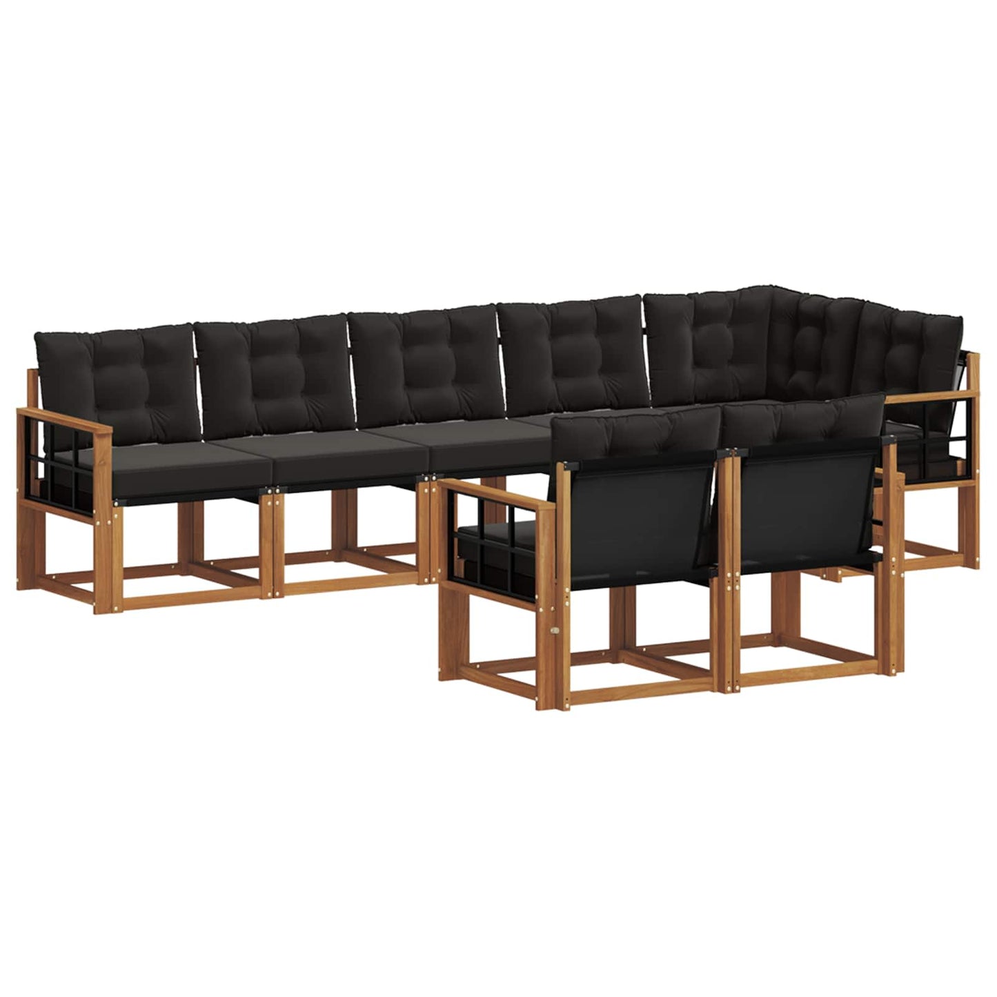 Set di divani da esterno con cuscino 8 pcs Naturale e Nero