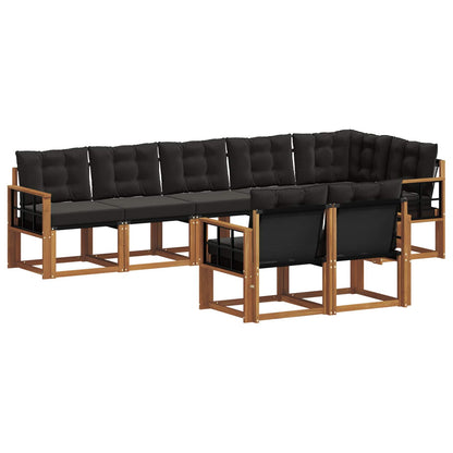 Set di divani da esterno con cuscino 8 pcs Naturale e Nero