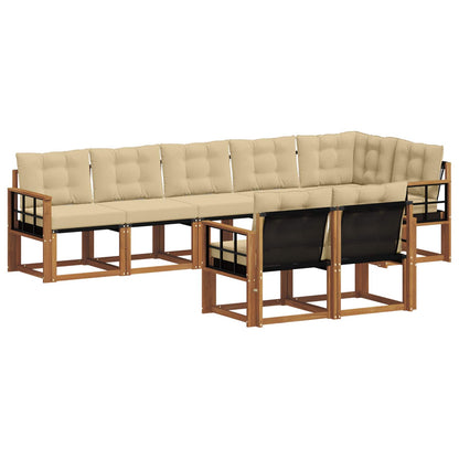 Set di divani da esterno con cuscino 8 pcs Naturale e Beige | homemem39