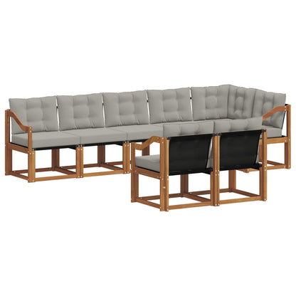 Set di divani da esterno 8 pcs Grigio Naturale e Chiaro