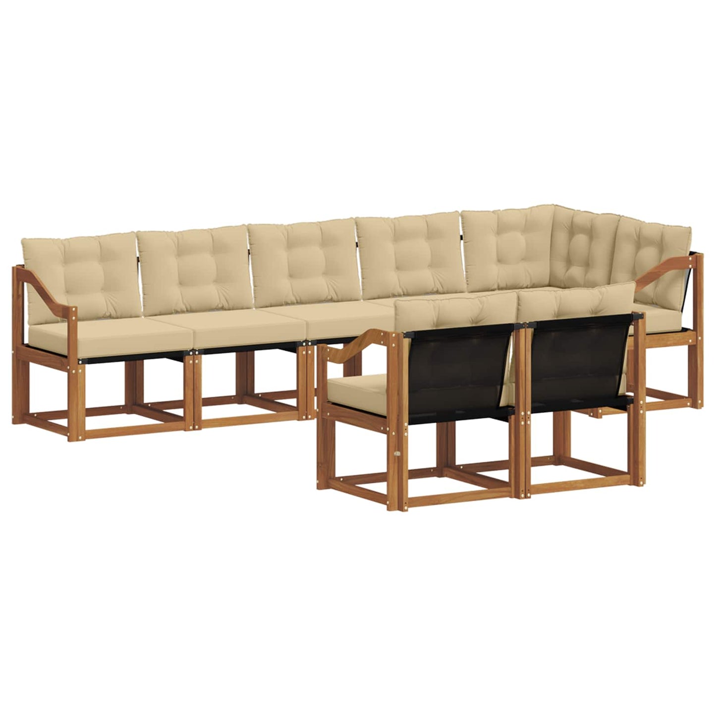 Set di divani da esterno con cuscino 8 pcs Naturale e Beige