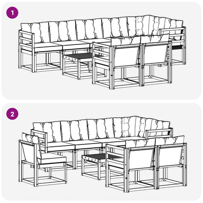 Set di divani da esterno 9 pcs Grigio Naturale e Chiaro | homemem39