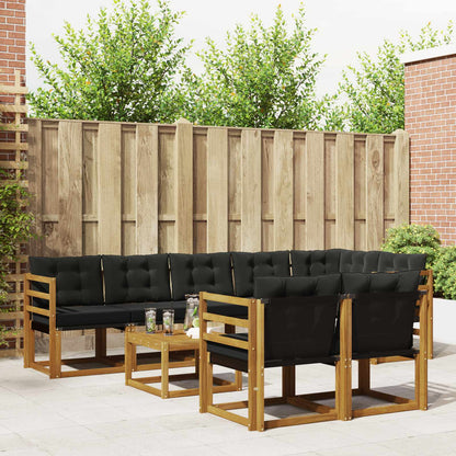 Set di divani da esterno con cuscino 9 pcs Naturale e Nero