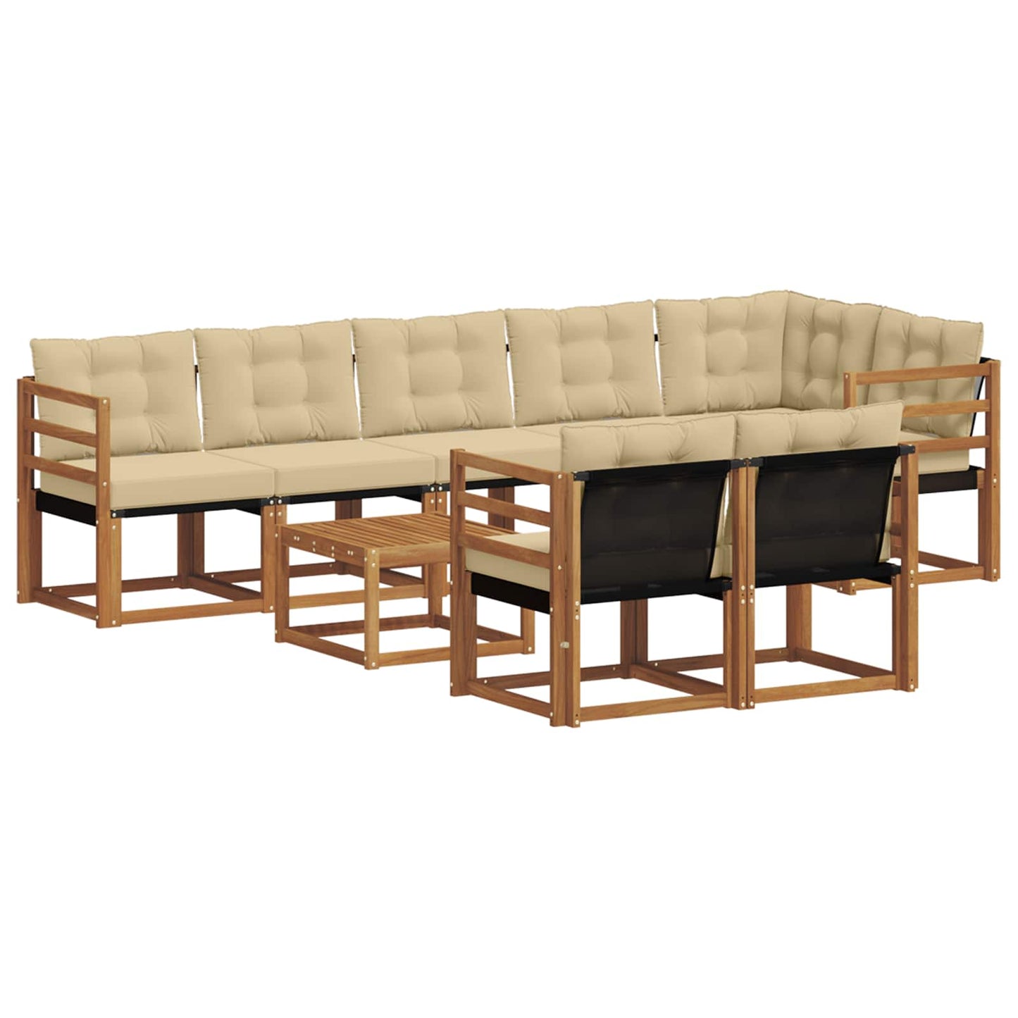 Set di divani da esterno con cuscino 9 pcs Naturale e Beige