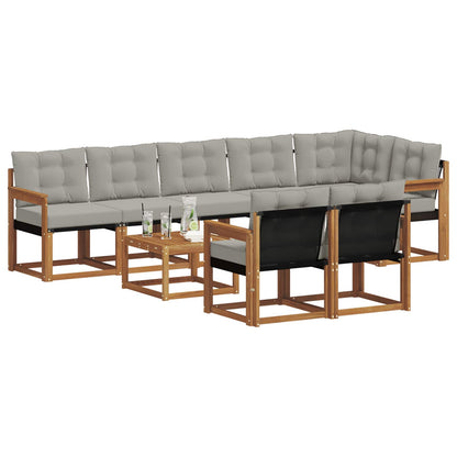 Set di divani da esterno 9 pcs Grigio Naturale e Chiaro