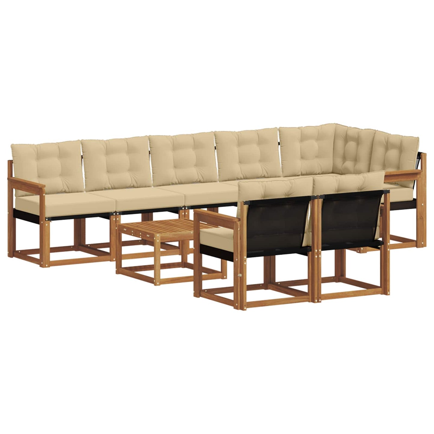 Set di divani da esterno con cuscino 9 pcs Naturale e Beige