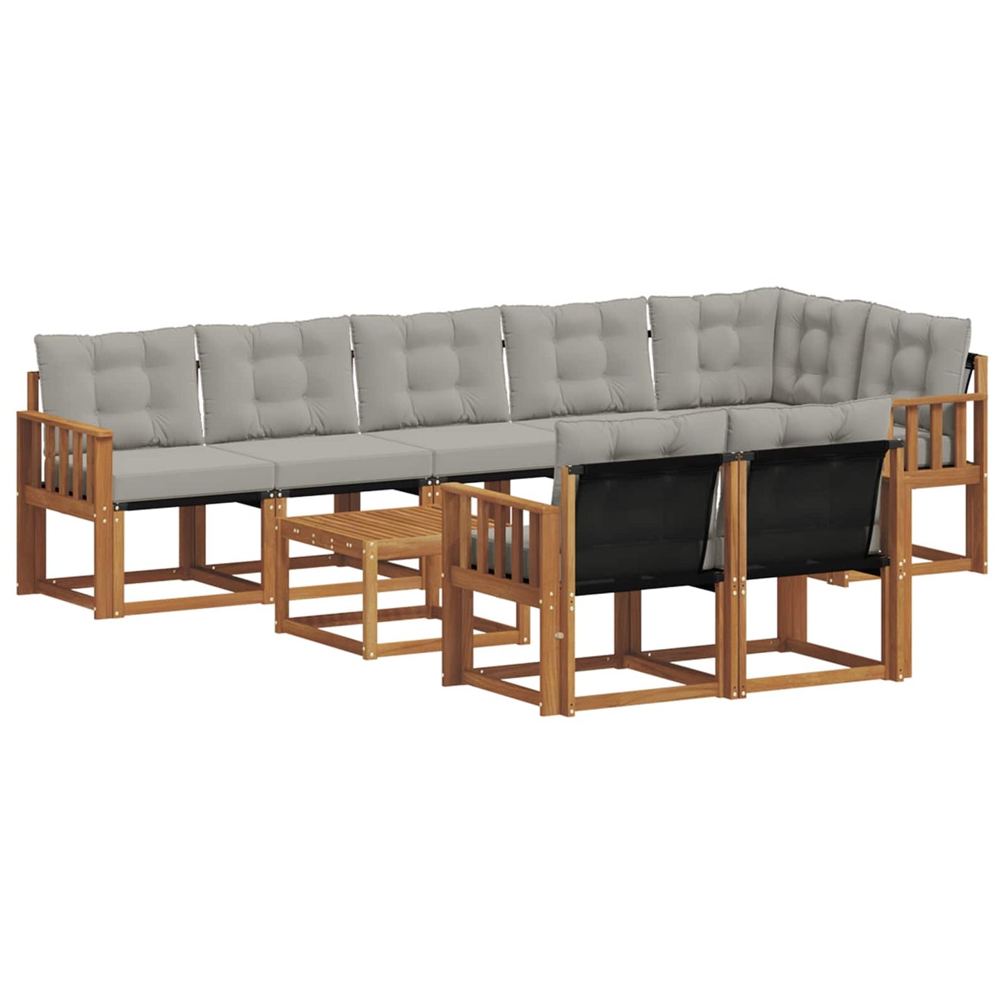 Set di divani da esterno 9 pcs Grigio Naturale e Chiaro | homemem39