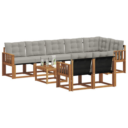 Set di divani da esterno 9 pcs Grigio Naturale e Chiaro