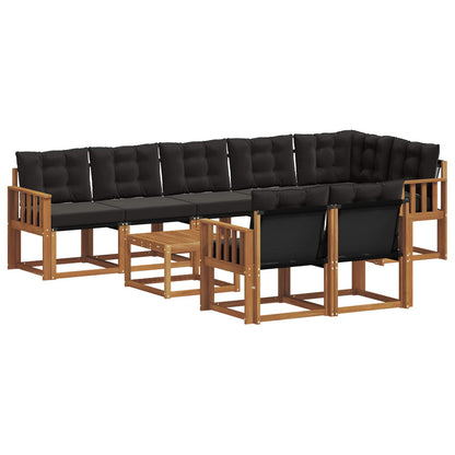 Set di divani da esterno con cuscino 9 pcs Naturale e Nero