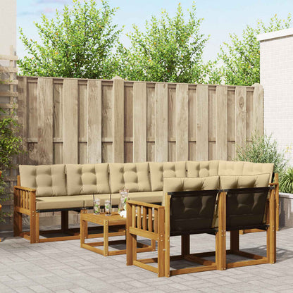 Set di divani da esterno con cuscino 9 pcs Naturale e Beige | homemem39