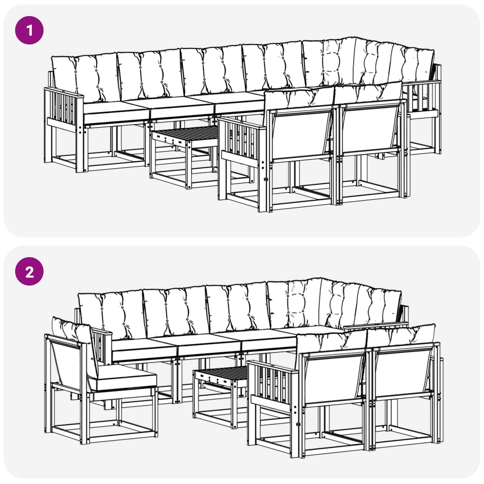 Set di divani da esterno con cuscino 9 pcs Naturale e Beige | homemem39