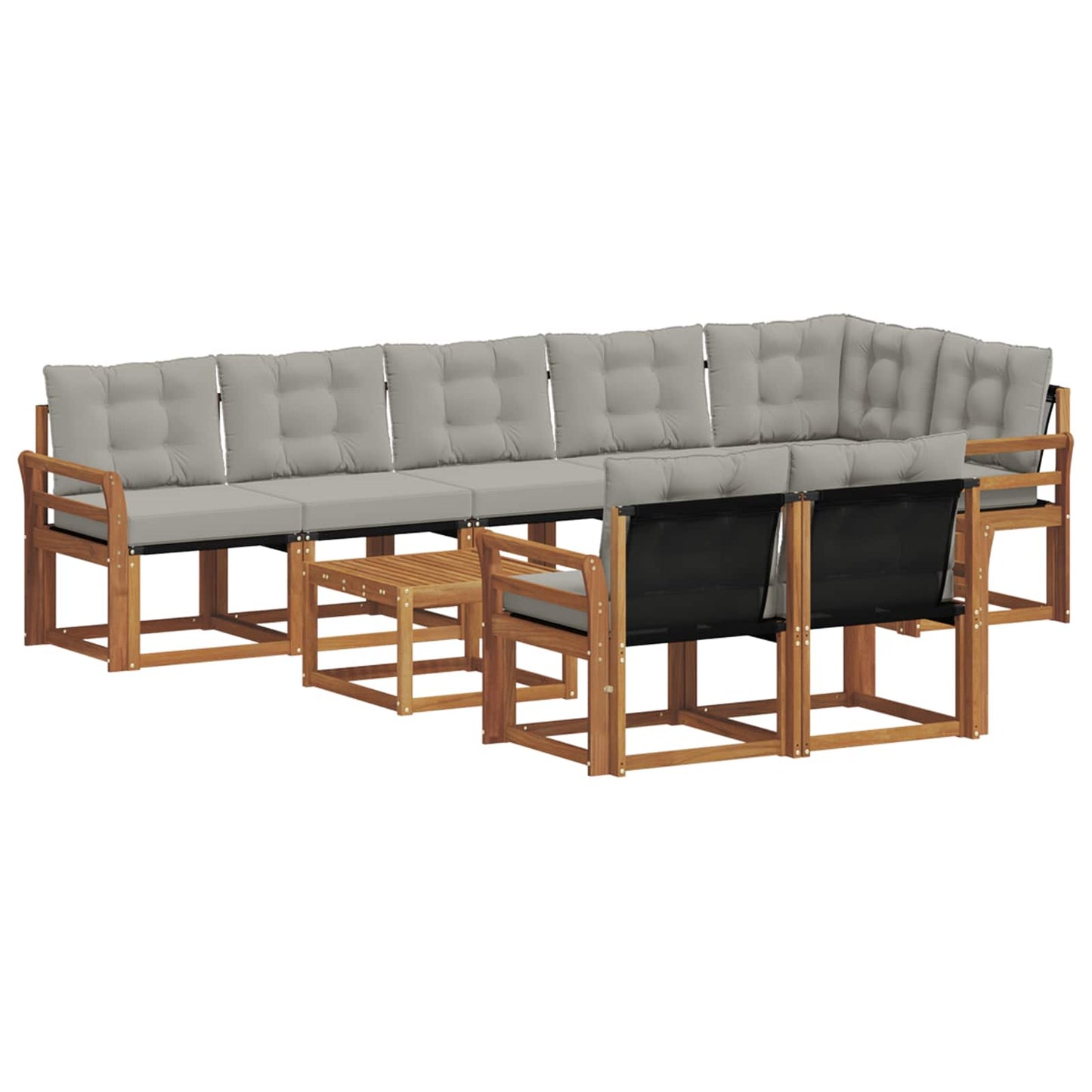 Set di divani da esterno 9 pcs Grigio Naturale e Chiaro