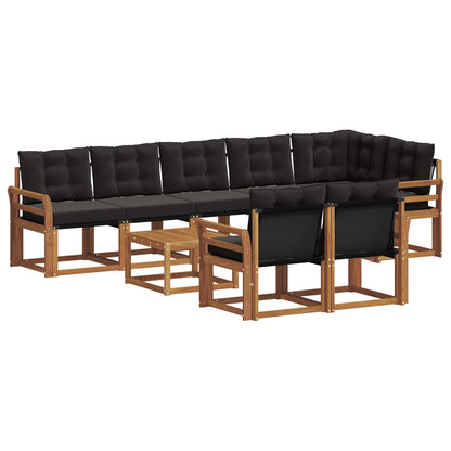 Set di divani da esterno con cuscino 9 pcs Naturale e Nero | homemem39