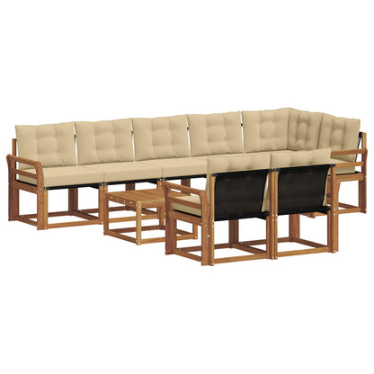 Set di divani da esterno con cuscino 9 pcs Naturale e Beige