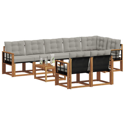 Set di divani da esterno 9 pcs Grigio Naturale e Chiaro | homemem39