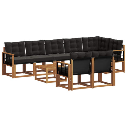 Set di divani da esterno con cuscino 9 pcs Naturale e Nero | homemem39
