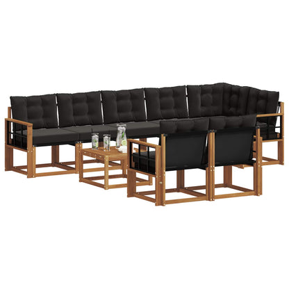 Set di divani da esterno con cuscino 9 pcs Naturale e Nero | homemem39