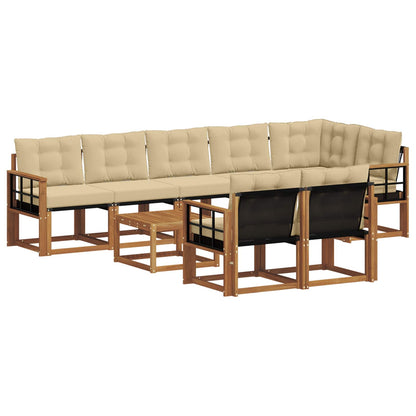Set di divani da esterno con cuscino 9 pcs Naturale e Beige