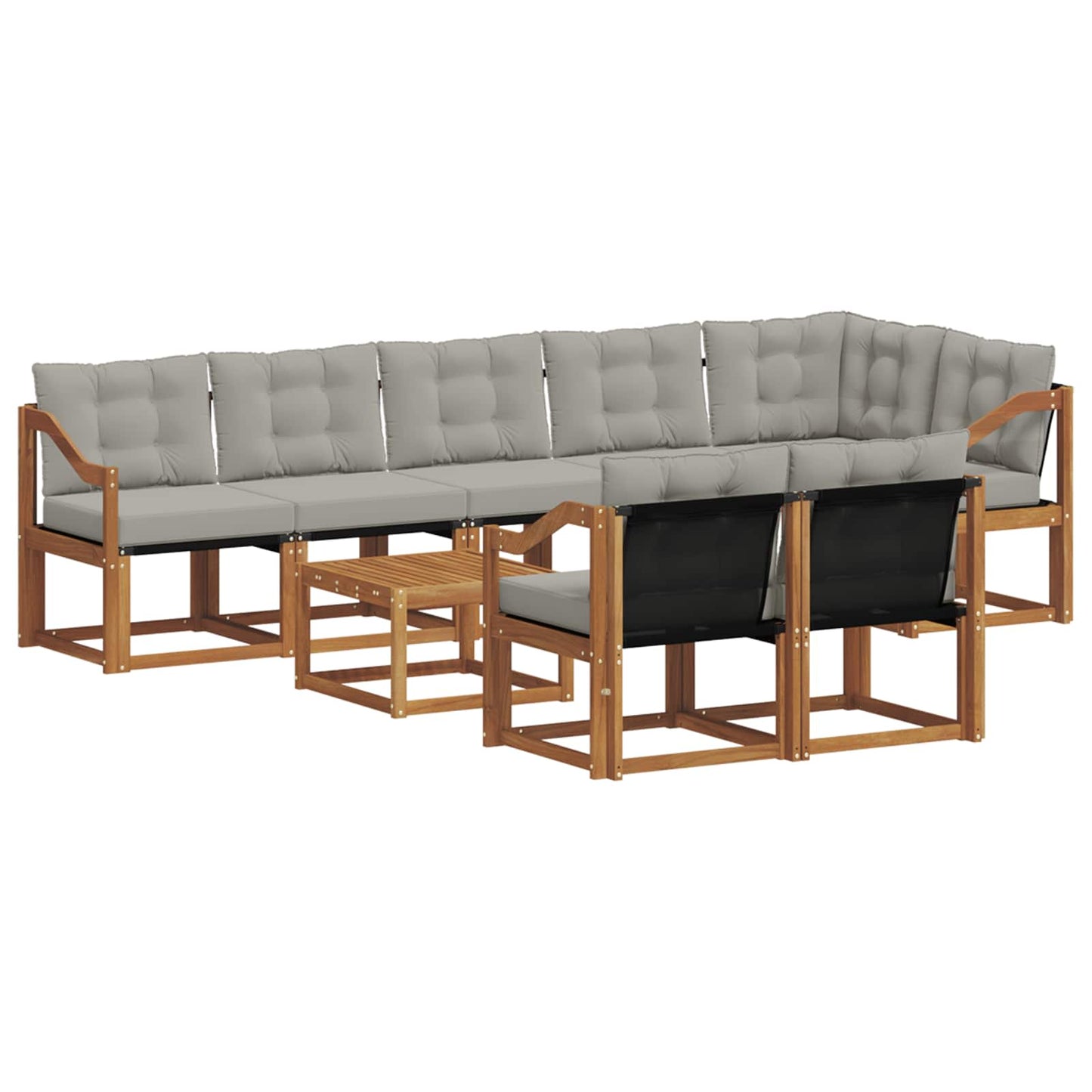 Set di divani da esterno 9 pcs Grigio Naturale e Chiaro | homemem39