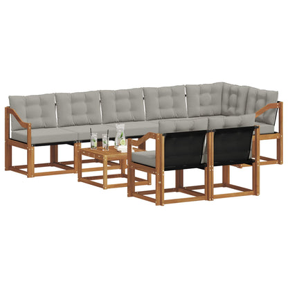 Set di divani da esterno 9 pcs Grigio Naturale e Chiaro | homemem39