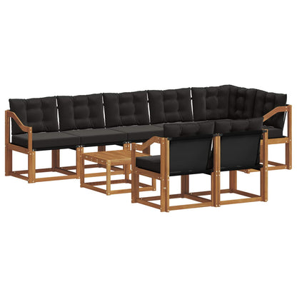 Set di divani da esterno con cuscino 9 pcs Naturale e Nero | homemem39