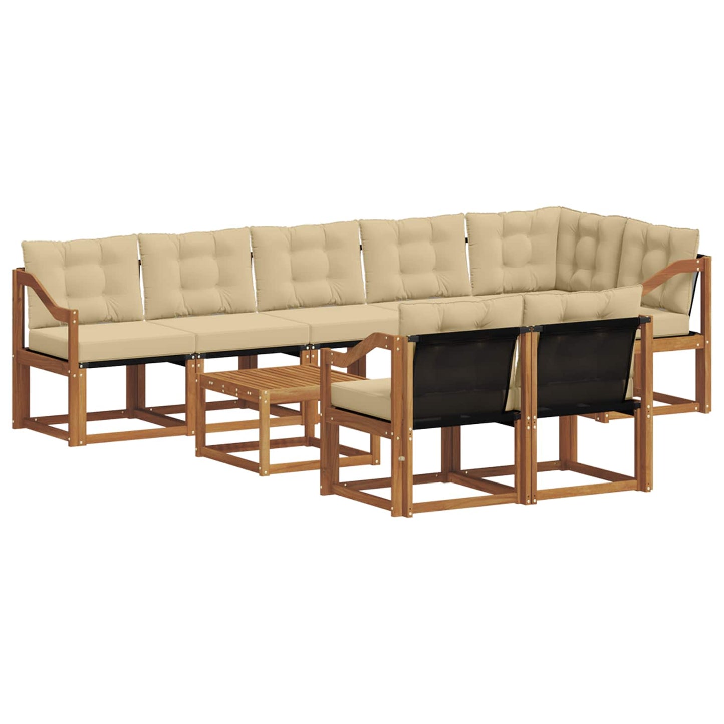 Set di divani da esterno con cuscino 9 pcs Naturale e Beige | homemem39
