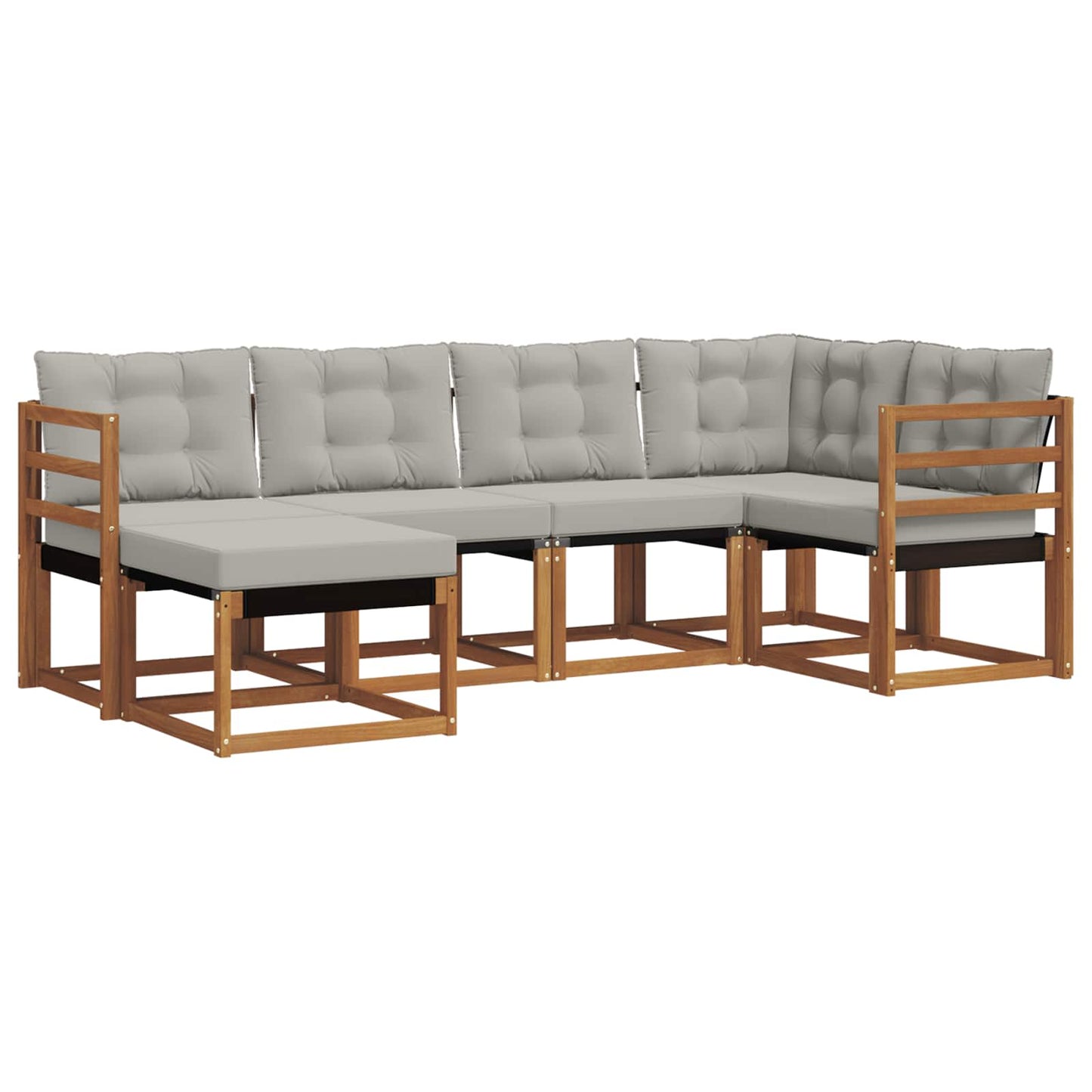 Set di divani da esterno 6 pcs Grigio Naturale e Chiaro