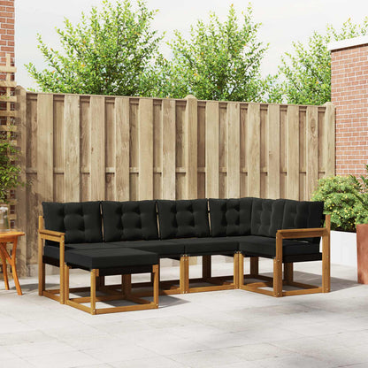 Set di divani da esterno con cuscino 6 pcs Naturale e Nero