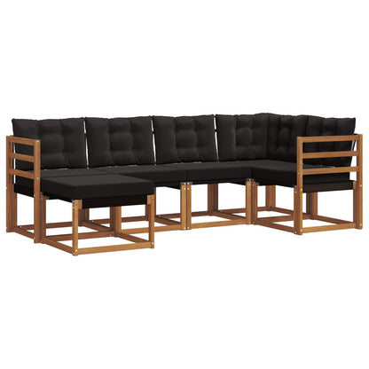 Set di divani da esterno con cuscino 6 pcs Naturale e Nero | homemem39