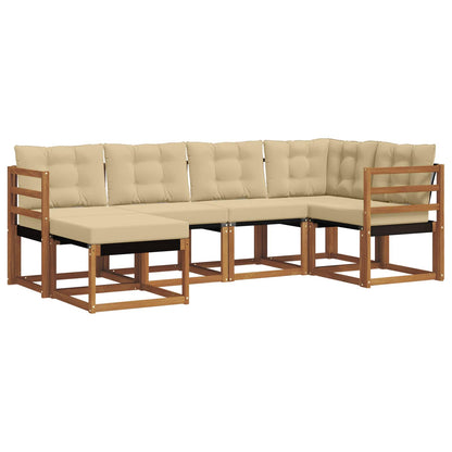 Set di divani da esterno con cuscino 6 pcs Naturale e Beige | homemem39