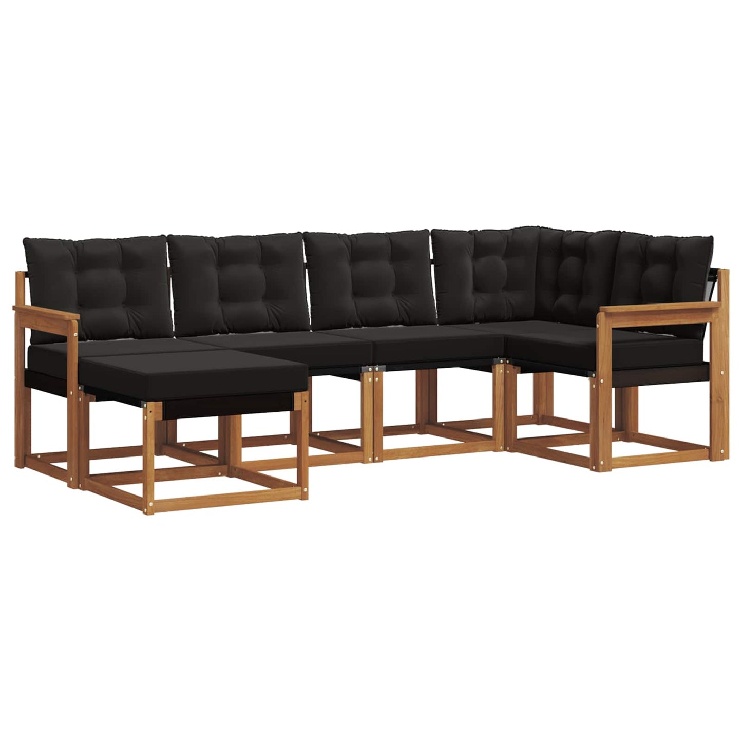 Set di divani da esterno con cuscino 6 pcs Naturale e Nero