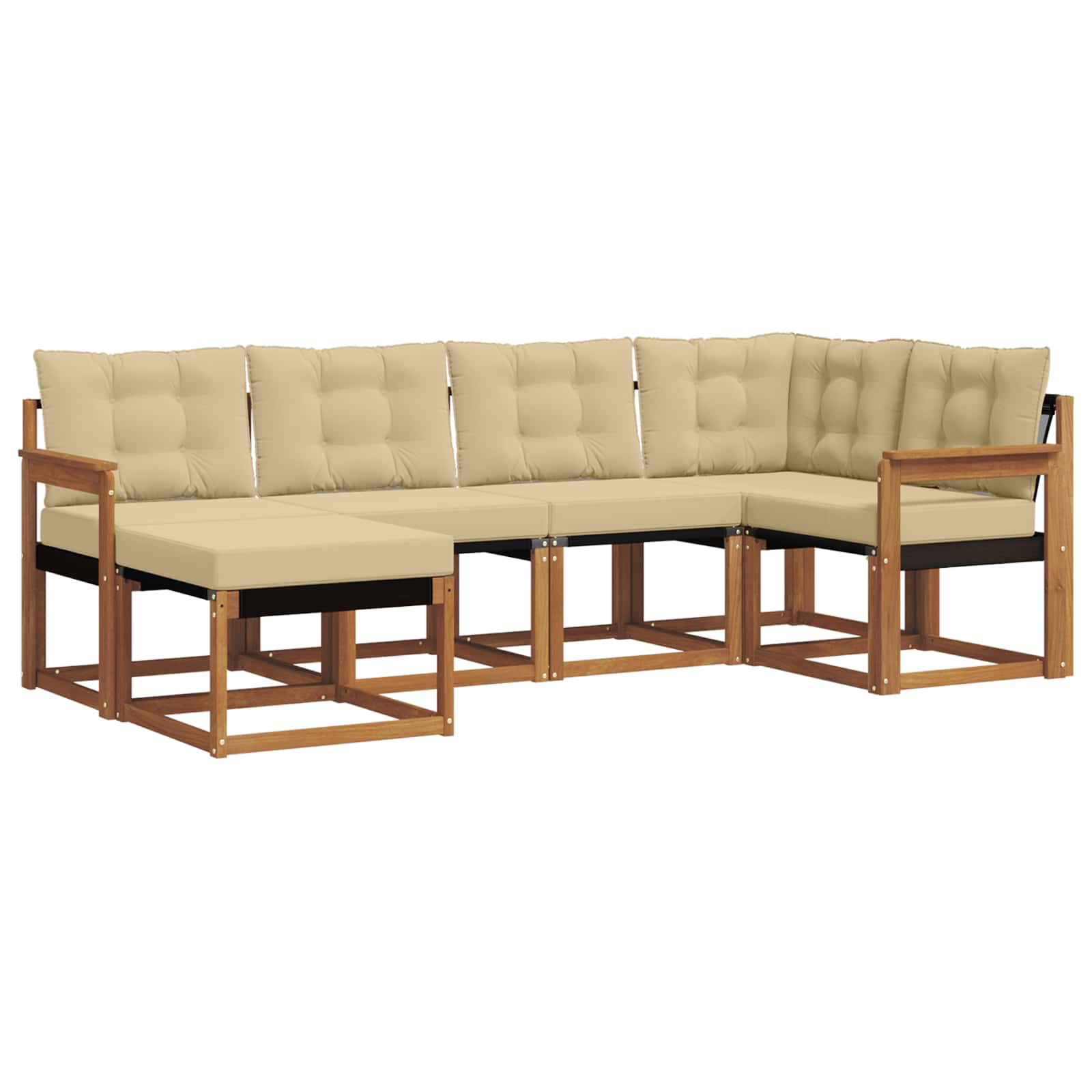 Set di divani da esterno con cuscino 6 pcs Naturale e Beige | homemem39