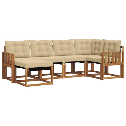 Set di divani da esterno con cuscino 6 pcs Naturale e Beige | homemem39