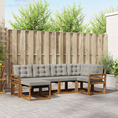 Set di divani da esterno 6 pcs Grigio Naturale e Chiaro