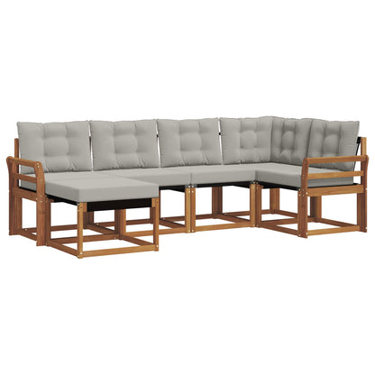 Set di divani da esterno 6 pcs Grigio Naturale e Chiaro | homemem39
