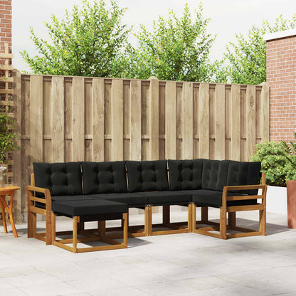 Set di divani da esterno con cuscino 6 pcs Naturale e Nero | homemem39