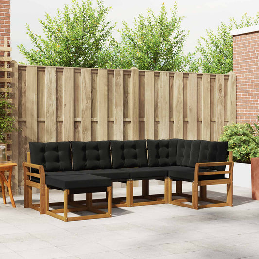 Set di divani da esterno con cuscino 6 pcs Naturale e Nero | homemem39