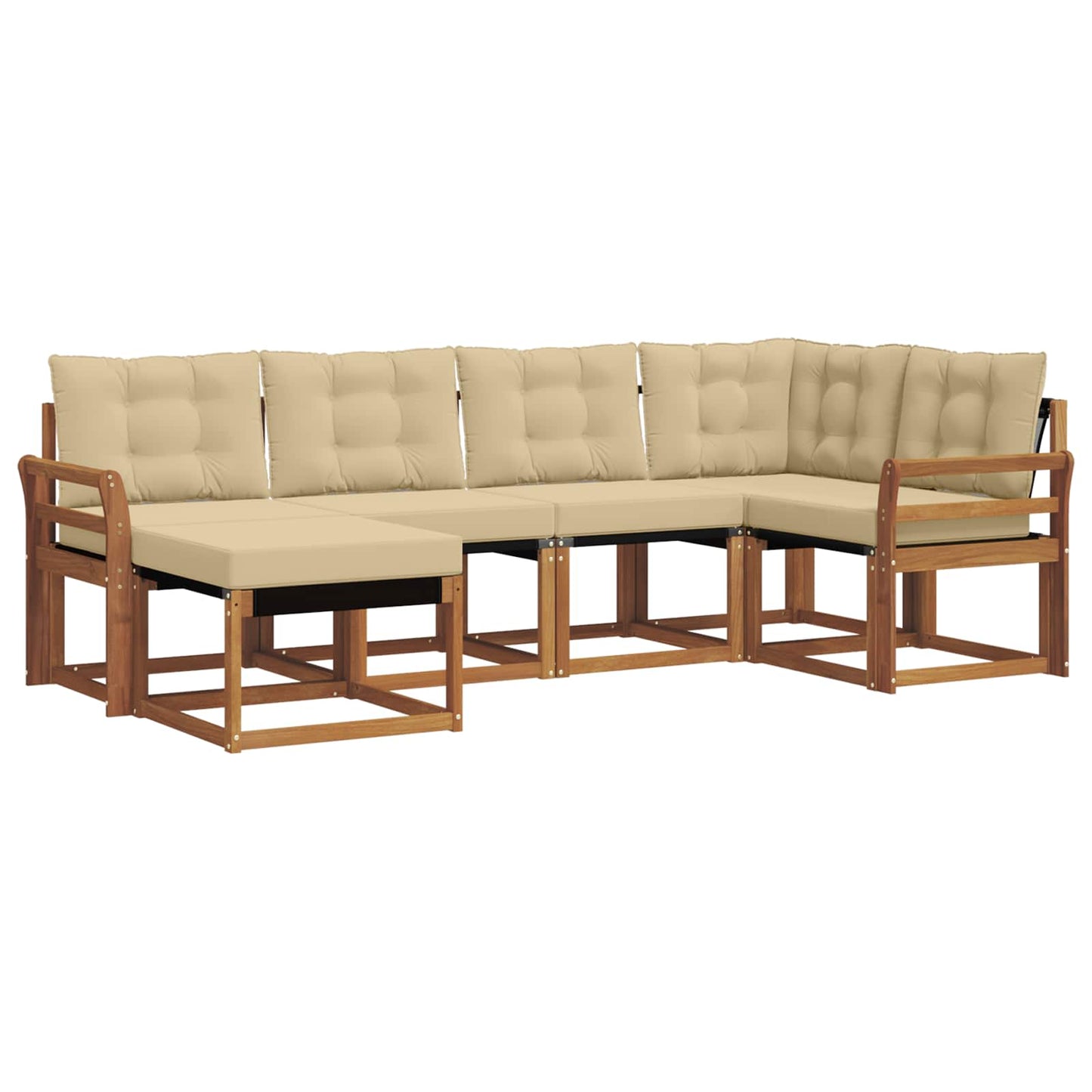 Set di divani da esterno con cuscino 6 pcs Naturale e Beige