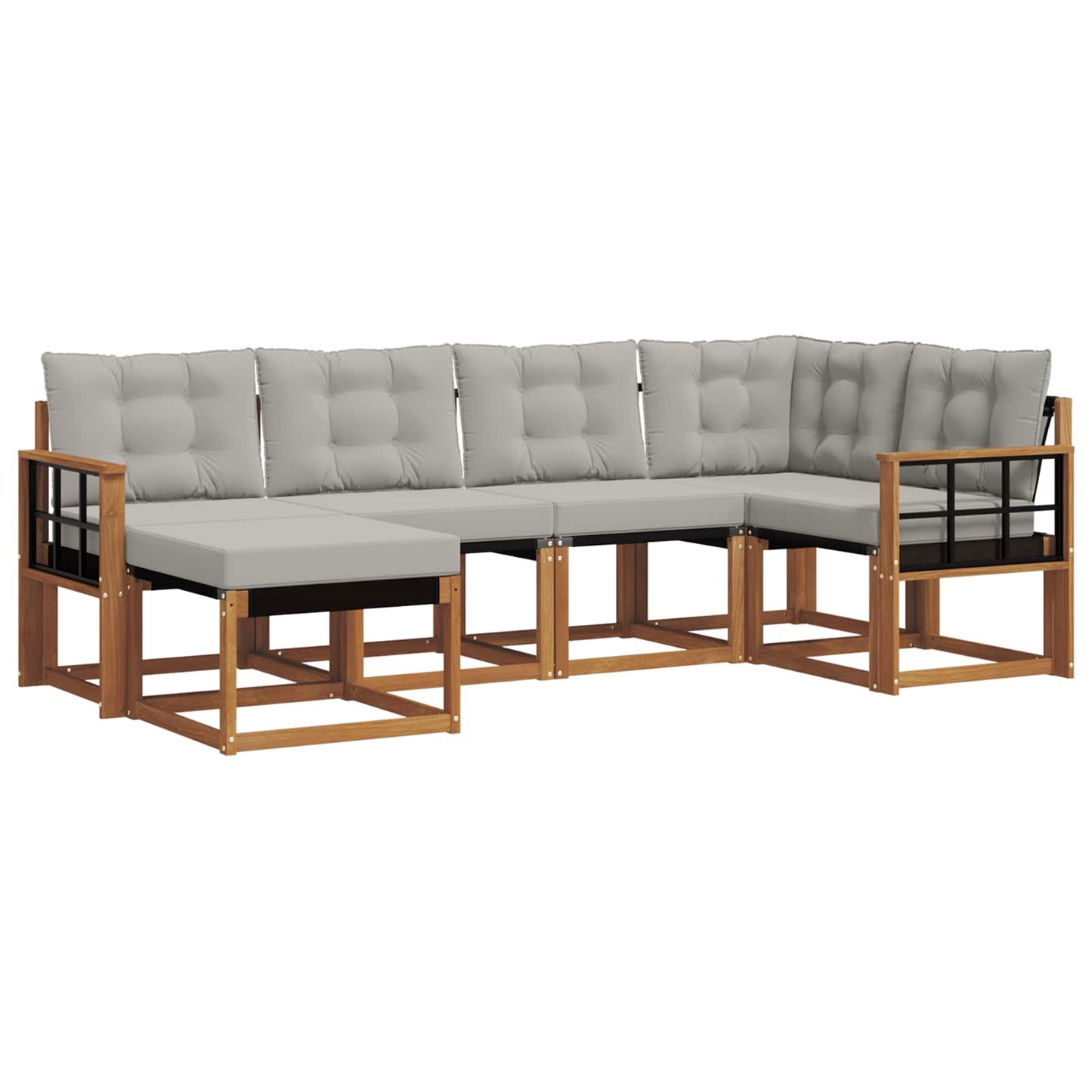 Set di divani da esterno 6 pcs Grigio Naturale e Chiaro | homemem39