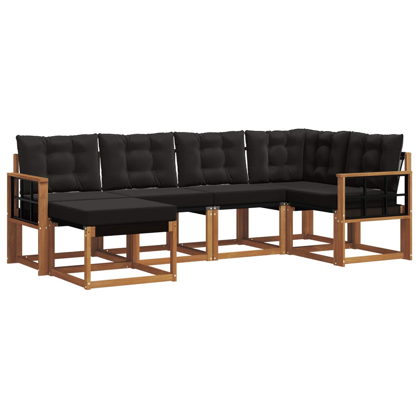 Set di divani da esterno con cuscino 6 pcs Naturale e Nero | homemem39