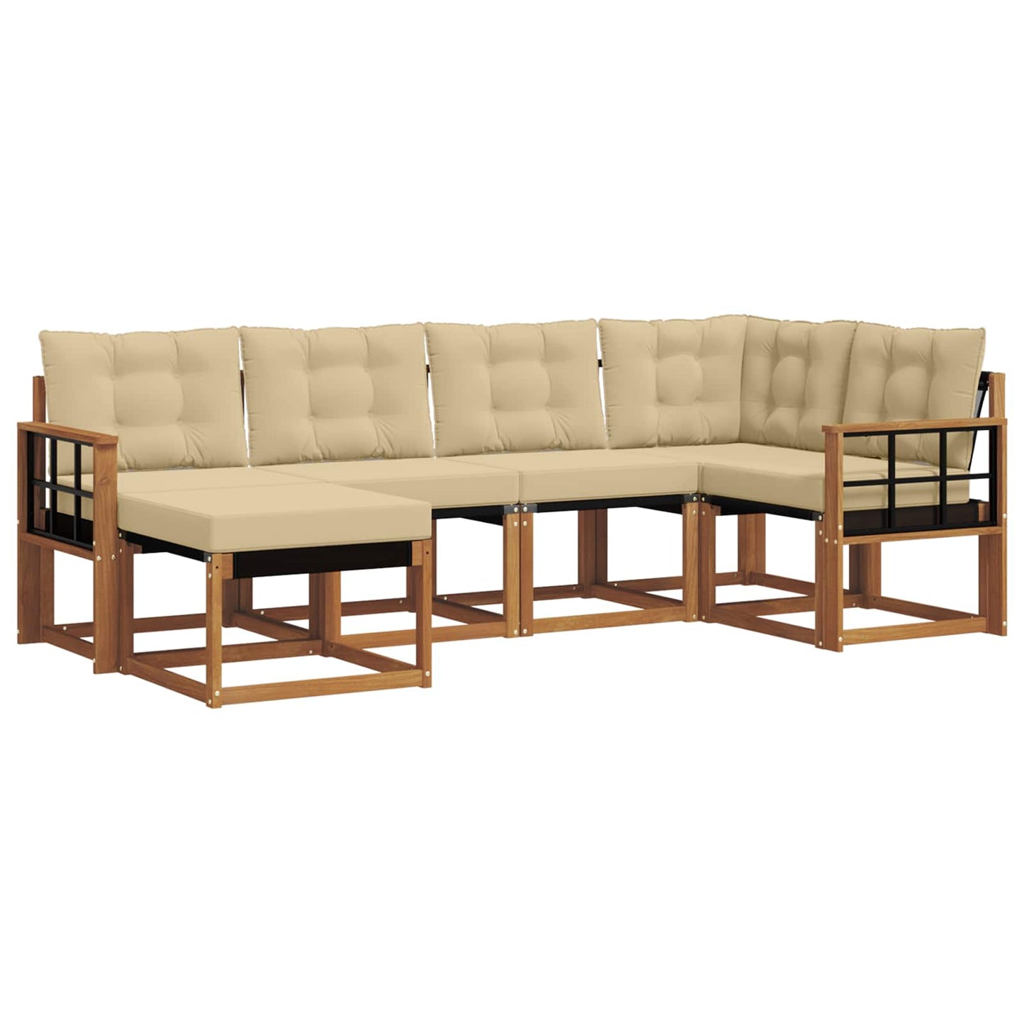 Set di divani da esterno con cuscino 6 pcs Naturale e Beige