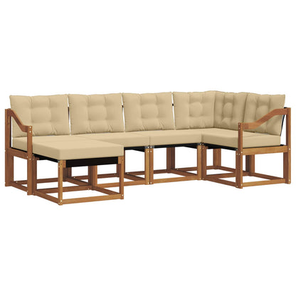 Set di divani da esterno con cuscino 6 pcs Naturale e Beige