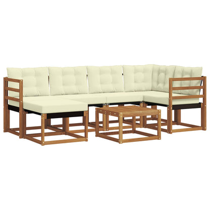 Set di divani da esterno con cuscino 7 pcs Naturale e Crema | homemem39