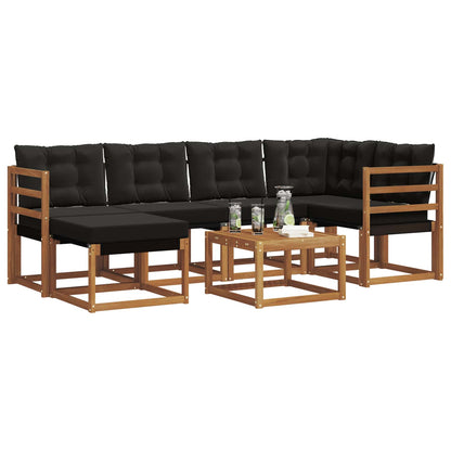 Set di divani da esterno con cuscino 7 pcs Naturale e Nero
