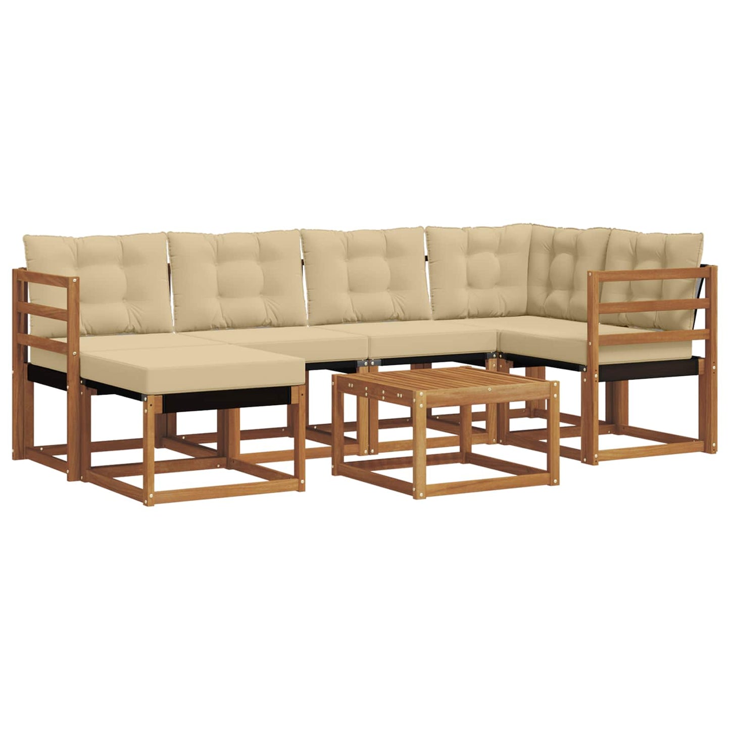 Set di divani da esterno con cuscino 7 pcs Naturale e Beige | homemem39