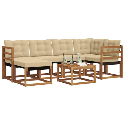 Set di divani da esterno con cuscino 7 pcs Naturale e Beige