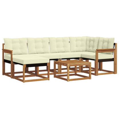 Set di divani da esterno con cuscino 7 pcs Naturale e Crema | homemem39
