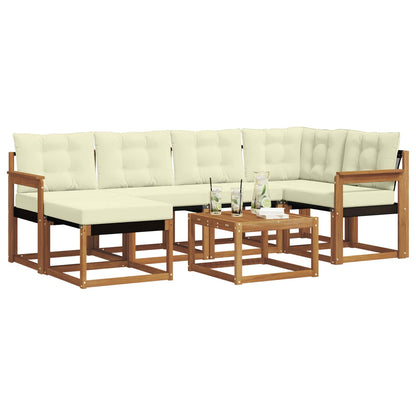 Set di divani da esterno con cuscino 7 pcs Naturale e Crema
