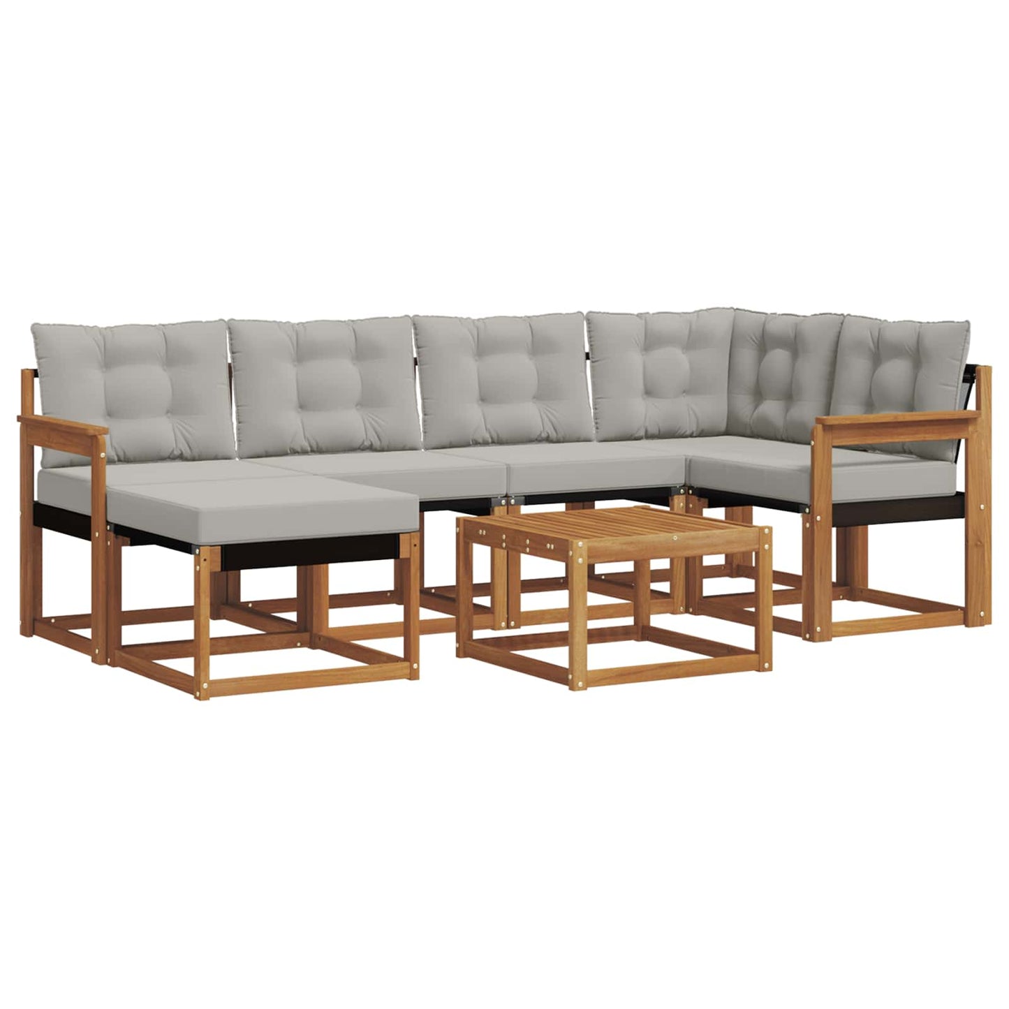 Set di divani da esterno 7 pcs Grigio Naturale e Chiaro | homemem39